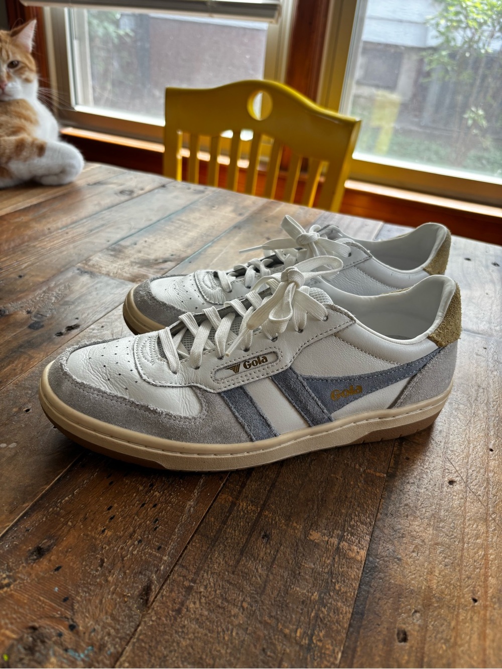 Gola Hawk Leather Sneakers White Gray Suede Women’s 7.5